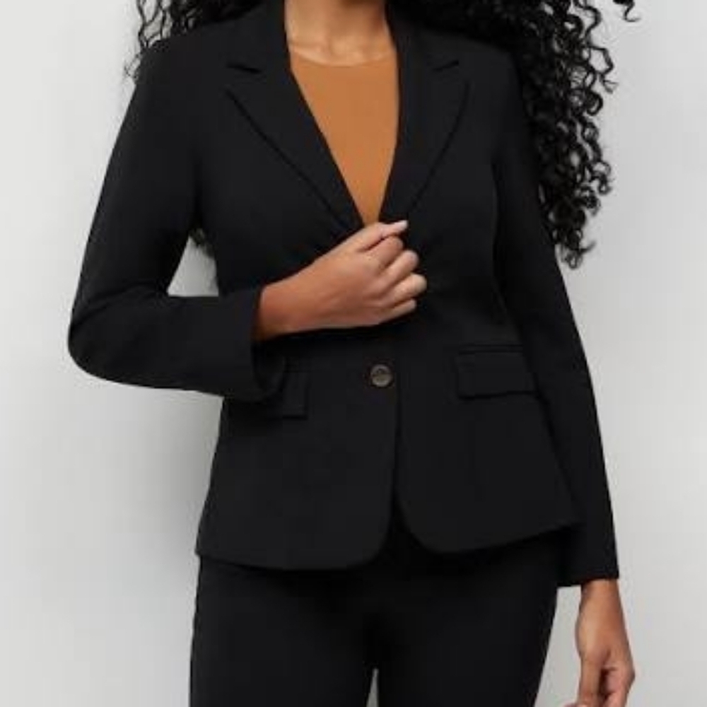RW& CO Black Blazer Jacket 100% LINEN